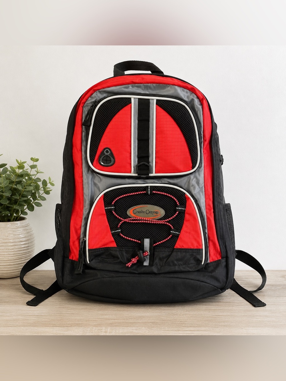 Granite Canyon Red Black Backpack Laptop School Travel Hiking Bag NWOT